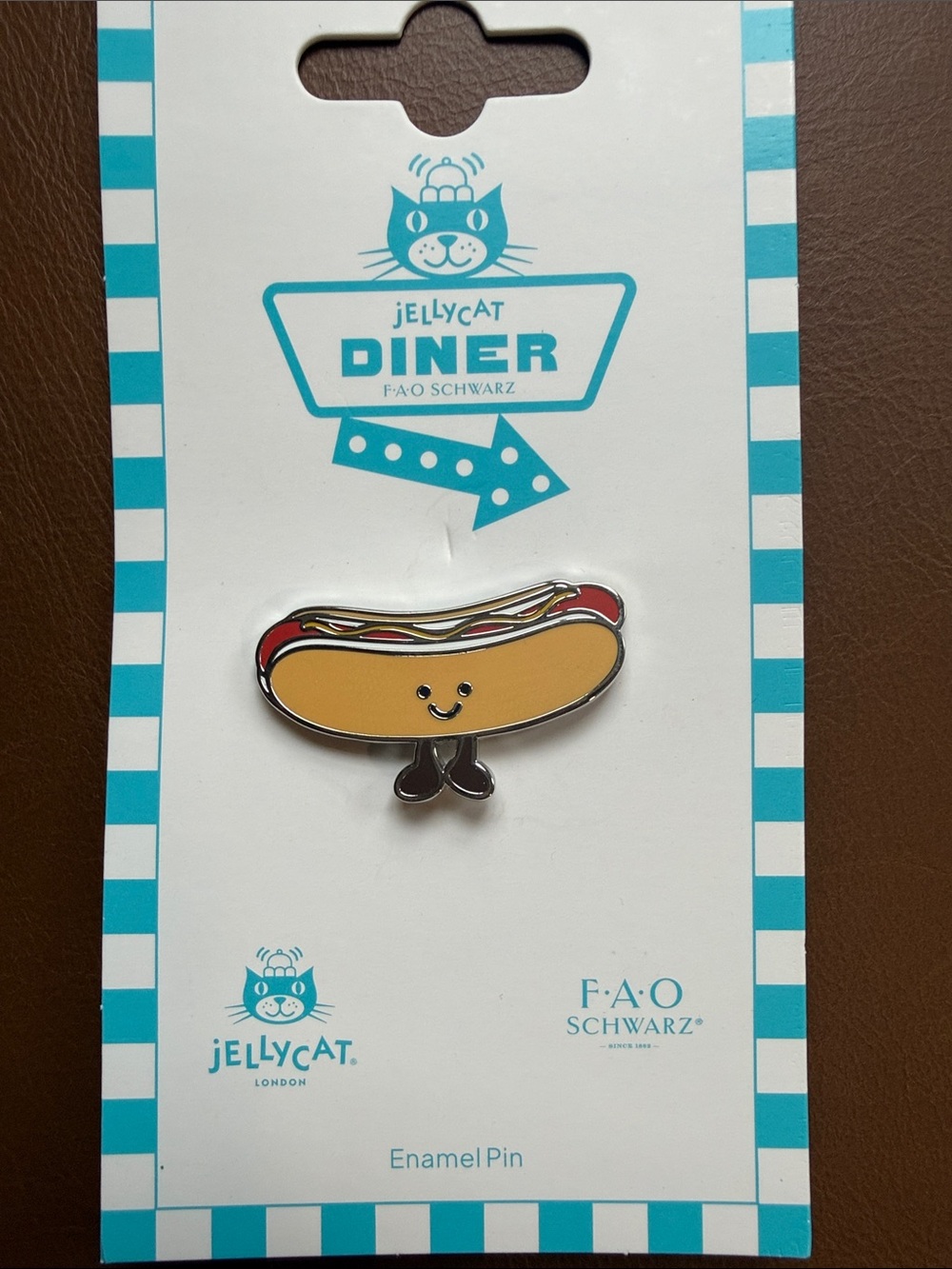 Jellycat Diner Smiling Hot Dog Pin - Yellow, Red & Black